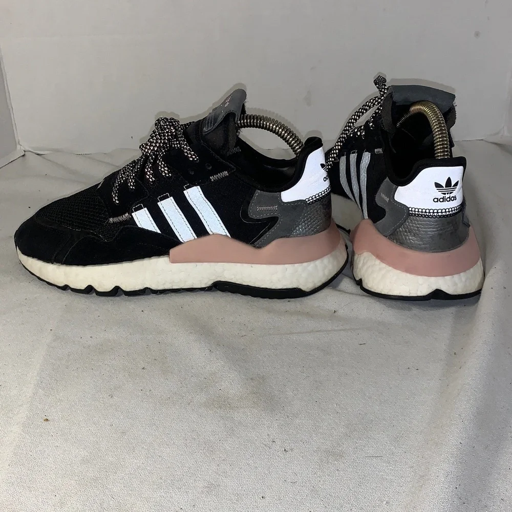 Adidas Women’s Nite Jogger ‘Reptile Pack’ Black Sneakers with Pink Accents